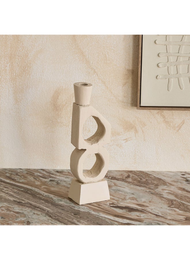 Home Box Decorative Resin Taper Candleholder - Beige - Image 2